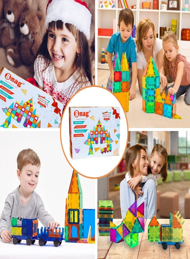 Bmag 100PCS Magnet Building Blocks with 2 Cars for Kids, Magnetic Tiles Stacking Building Set for Boys Girls, STEM Preschool Educational Learning Construction Toy - Image 3